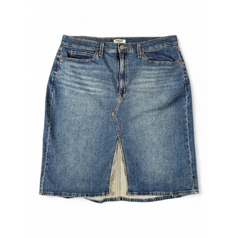 Levi's Medium Wash Denim Pencil Skirt with Front Slit